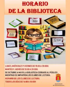 La Biblioteca Municipal de Tórtola de Henares informa de sus horarios de apertura