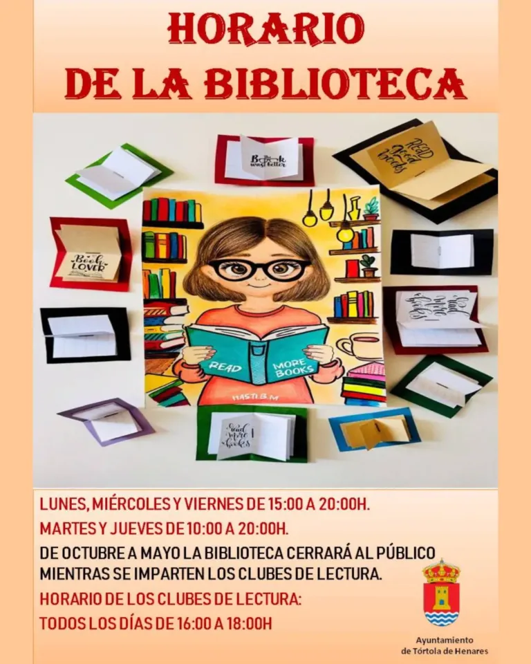 La Biblioteca Municipal de Tórtola de Henares informa de sus horarios de apertura