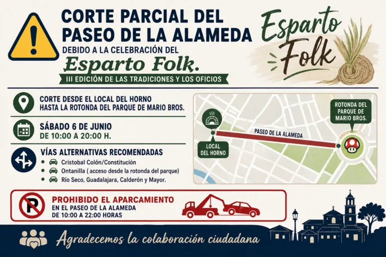 Corte parcial en el Paseo de la Alameda por el Esparto Folk