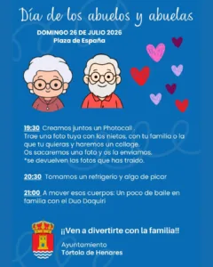 Tórtola celebrará el día de los abuelos y abuelas con una tarde llena de recuerdos, música y familia
