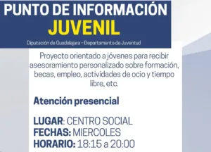 Tórtola de Henares recuerda el Punto de Información Juvenil para asesorar sobre formación, empleo y ocio