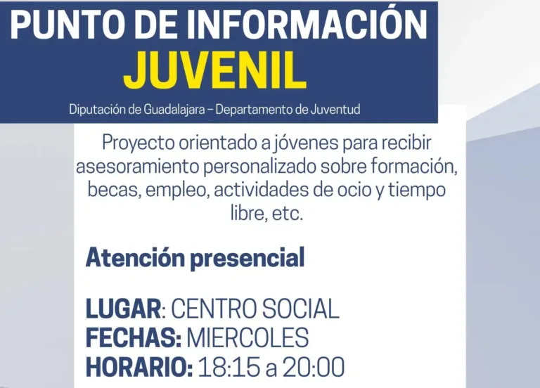 Tórtola de Henares recuerda el Punto de Información Juvenil para asesorar sobre formación, empleo y ocio
