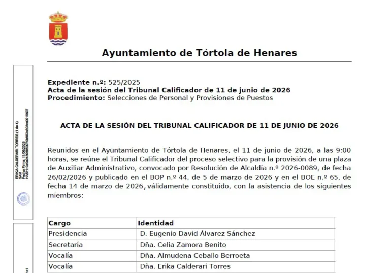 Publicadas las calificaciones definitivas del primer ejercicio para la plaza de Auxiliar Administrativo
