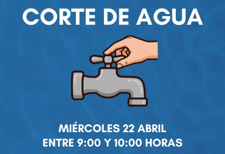 AVISO: Corte de agua programado para mañana, miércoles 22 de abril