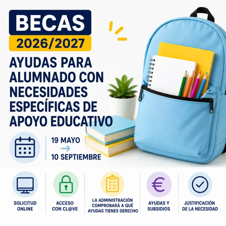 Abierto el plazo de solicitud de las becas 2026/2027 para alumnado con necesidades específicas de apoyo educativo