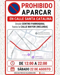 Tórtola informa sobre un nuevo corte de calle con motivo de diversos eventos