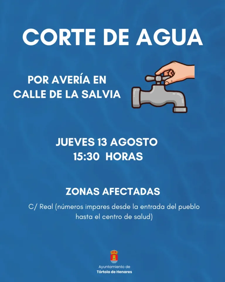 Corte de agua por avería en la calle de La Salvia