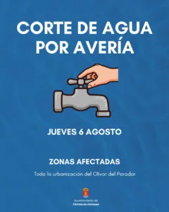 AVISO: Corte de agua por avería