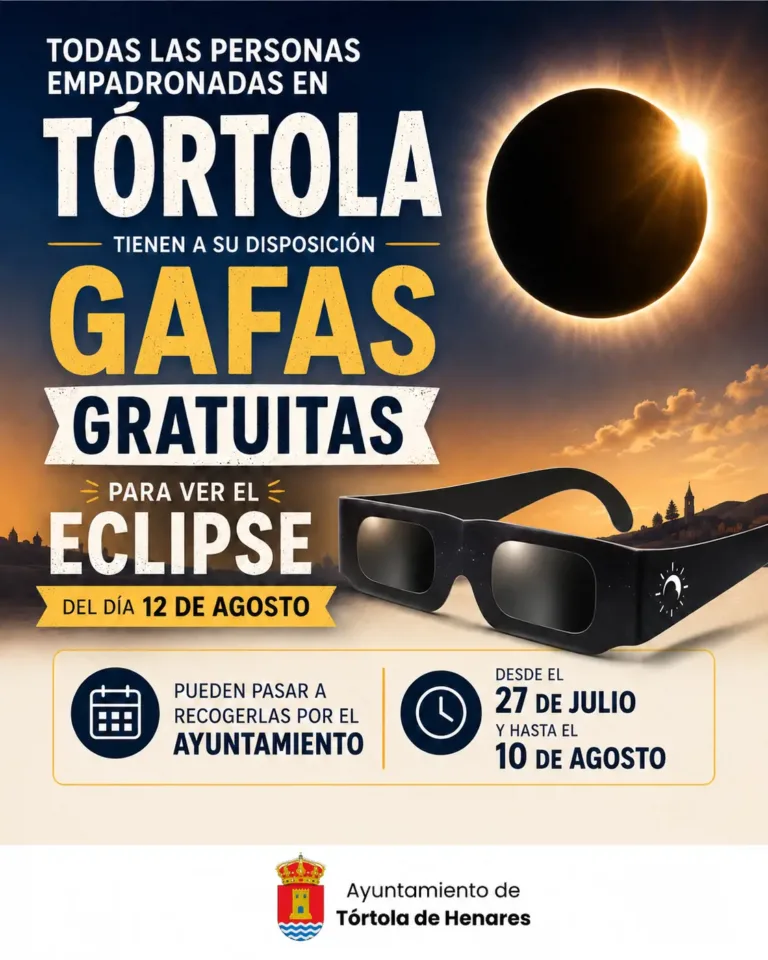 Tórtola amplia el reparto de gafas para el eclipse solar con 600 nuevas unidades