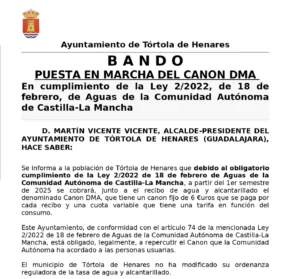 Bando. Puesta en marcha del Canon DMA para cumplir la Ley 2/2022 de Aguas de la Comunidad Autónoma de Castilla-La Mancha