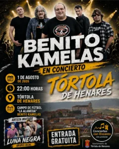 Benito Kamelas llega este sábado a Tórtola de Henares con un gran concierto dentro del ciclo «Conciertos con Encanto»