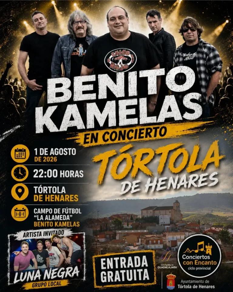 Benito Kamelas llega este sábado a Tórtola de Henares con un gran concierto dentro del ciclo «Conciertos con Encanto»