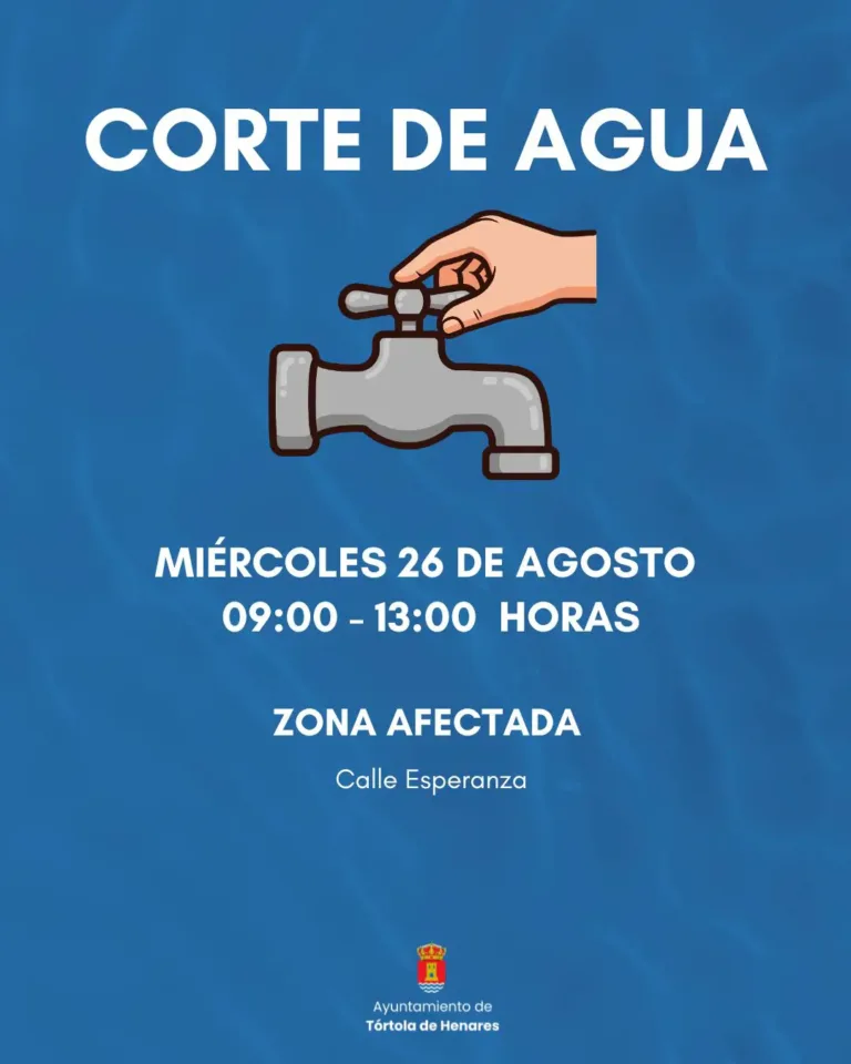 Corte de agua por diversos trabajos en la calle Esperanza