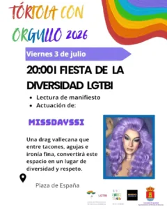 Tórtola celebra la Fiesta de la Diversidad LGTBI este viernes