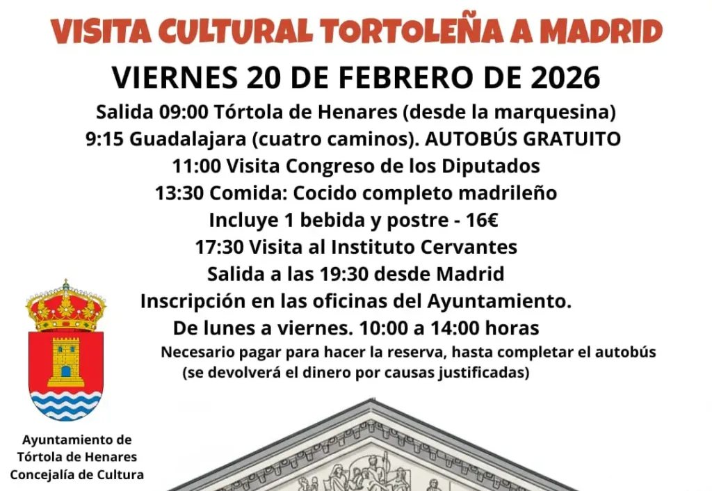 El Ayuntamiento de Tórtola organiza una excursión cultural a Madrid para visitar el Congreso y el Instituto Cervantes