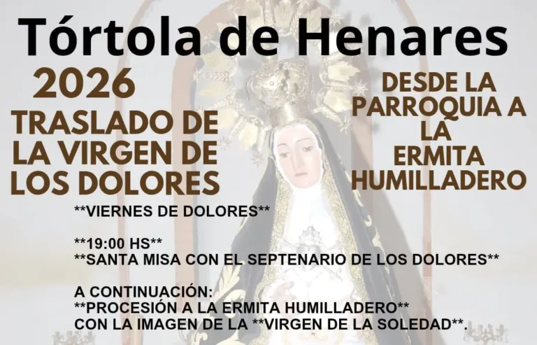 La Virgen de la Soledad procesionará el Viernes de Dolores en Tórtola de Henares