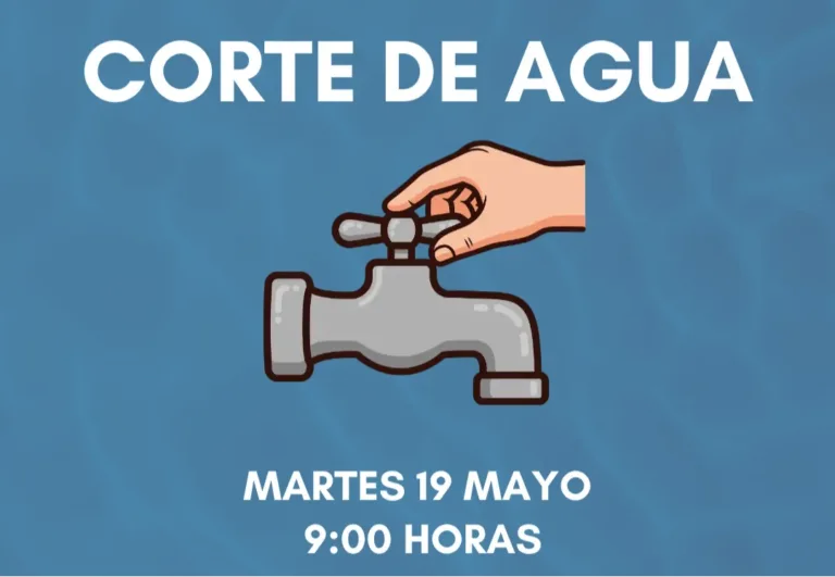 AVISO. Corte de agua programado para mañana, martes 19 de mayo
