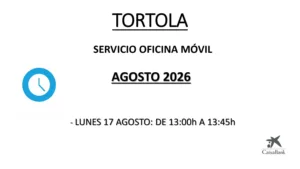 Oficina móvil de CaixaBank, en Tórtola de Henares, el 17 de agosto de 2026