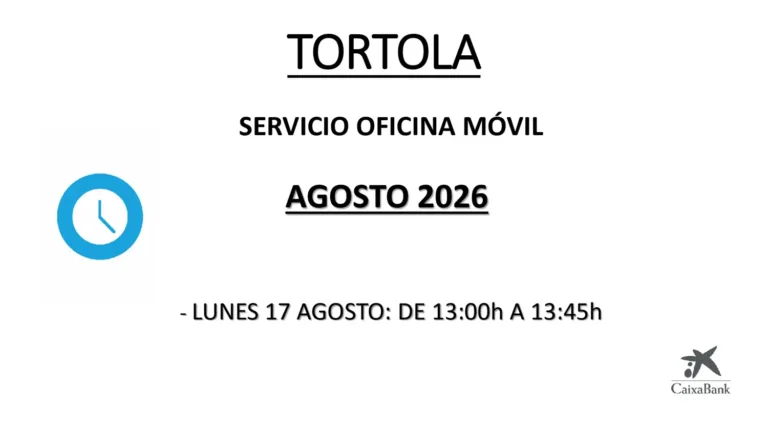Oficina móvil de CaixaBank, en Tórtola de Henares, el 17 de agosto de 2026
